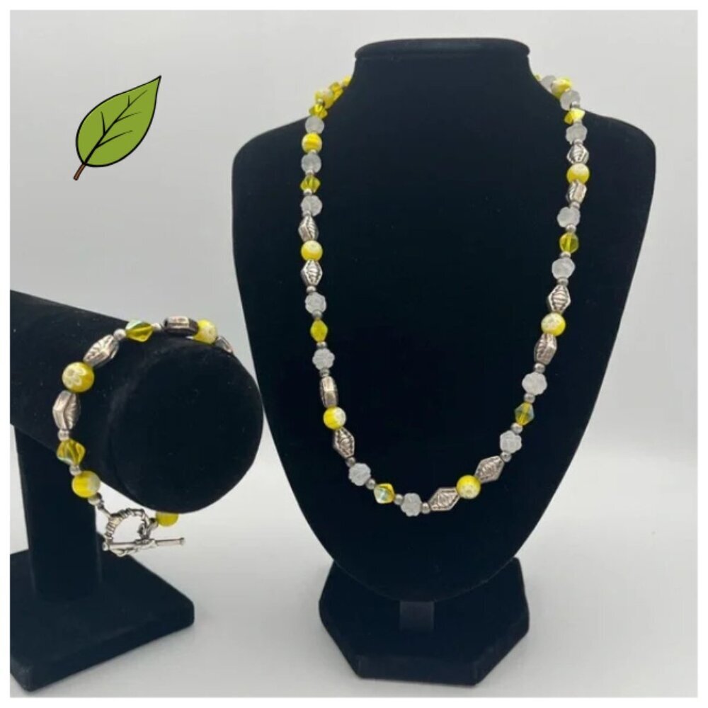 2-Piece 925 Sterling Silver Quartz Jewelry Set – Bracelet & Necklace, 47.7g